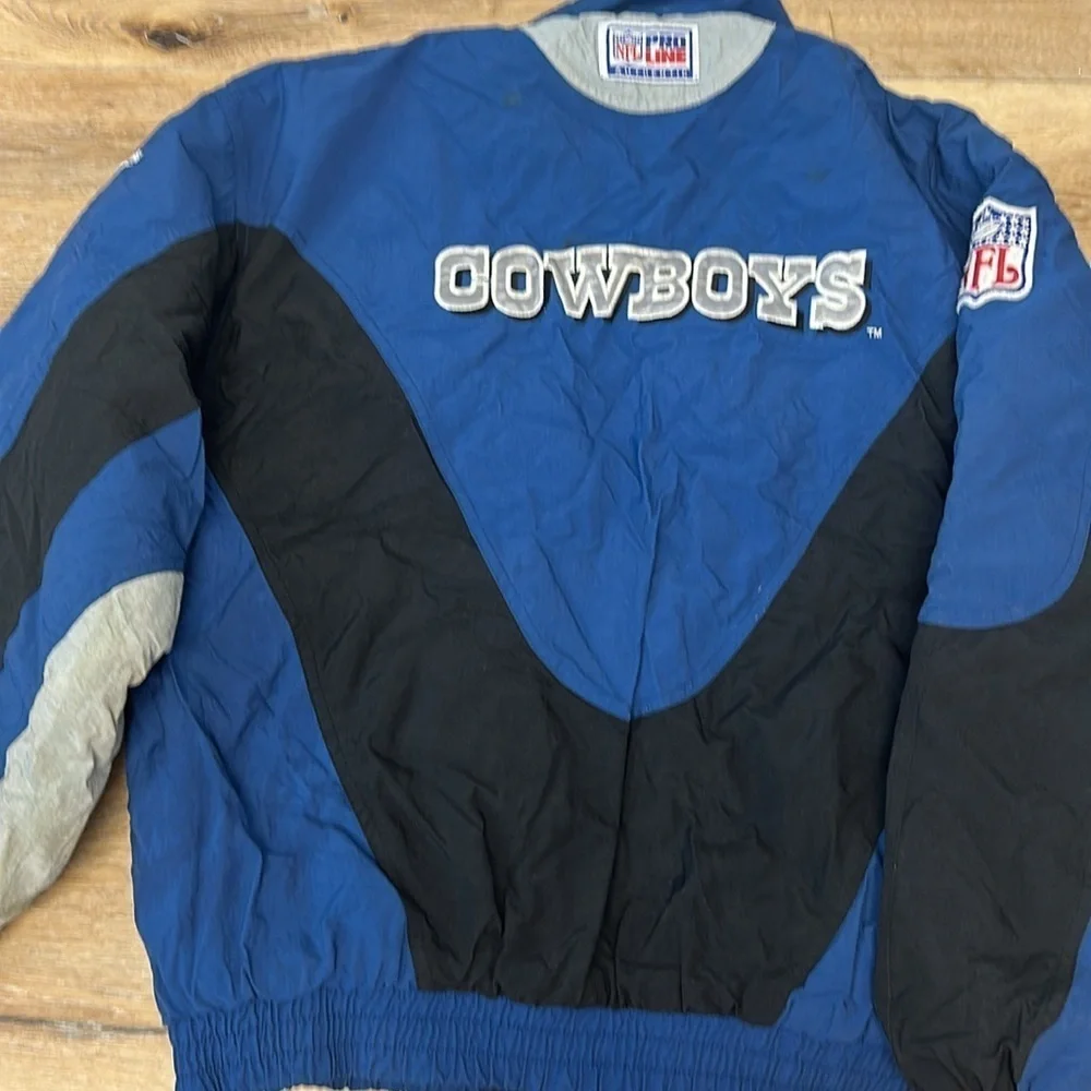 Vintage 90s Authentic Pro Line Dallas Cowboys Puffy Winter Jacket Coat large y2k